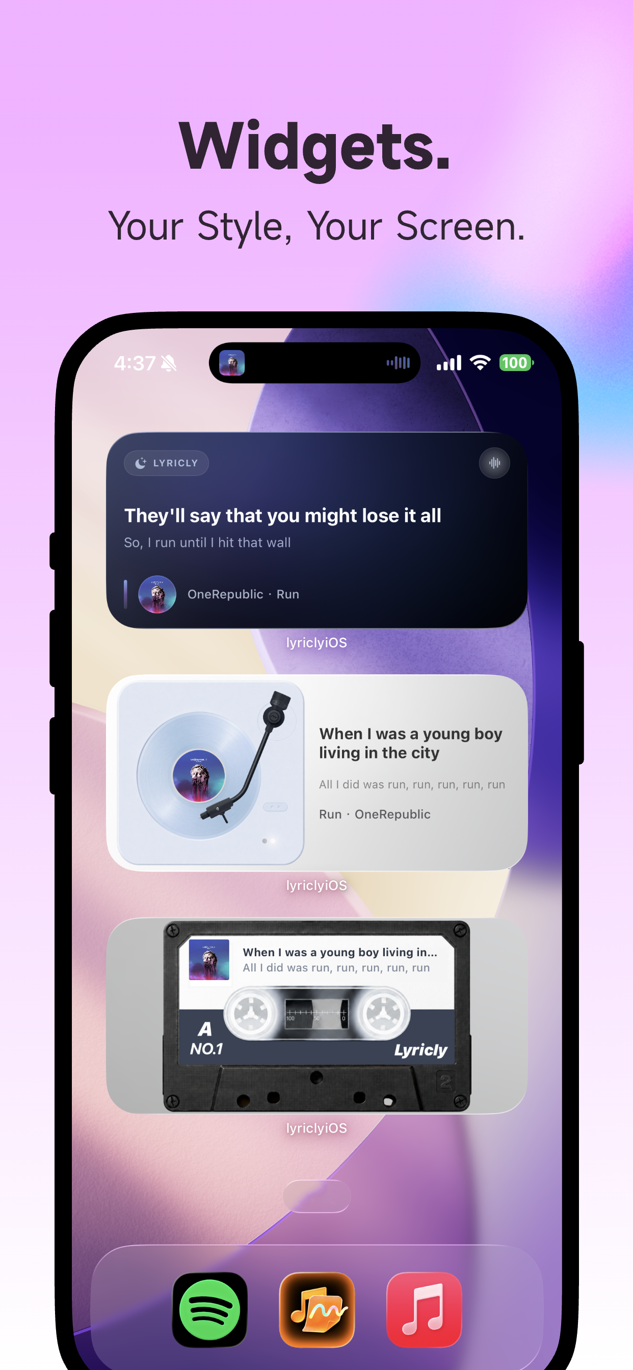 Lyricly iPhone widgets App Store preview